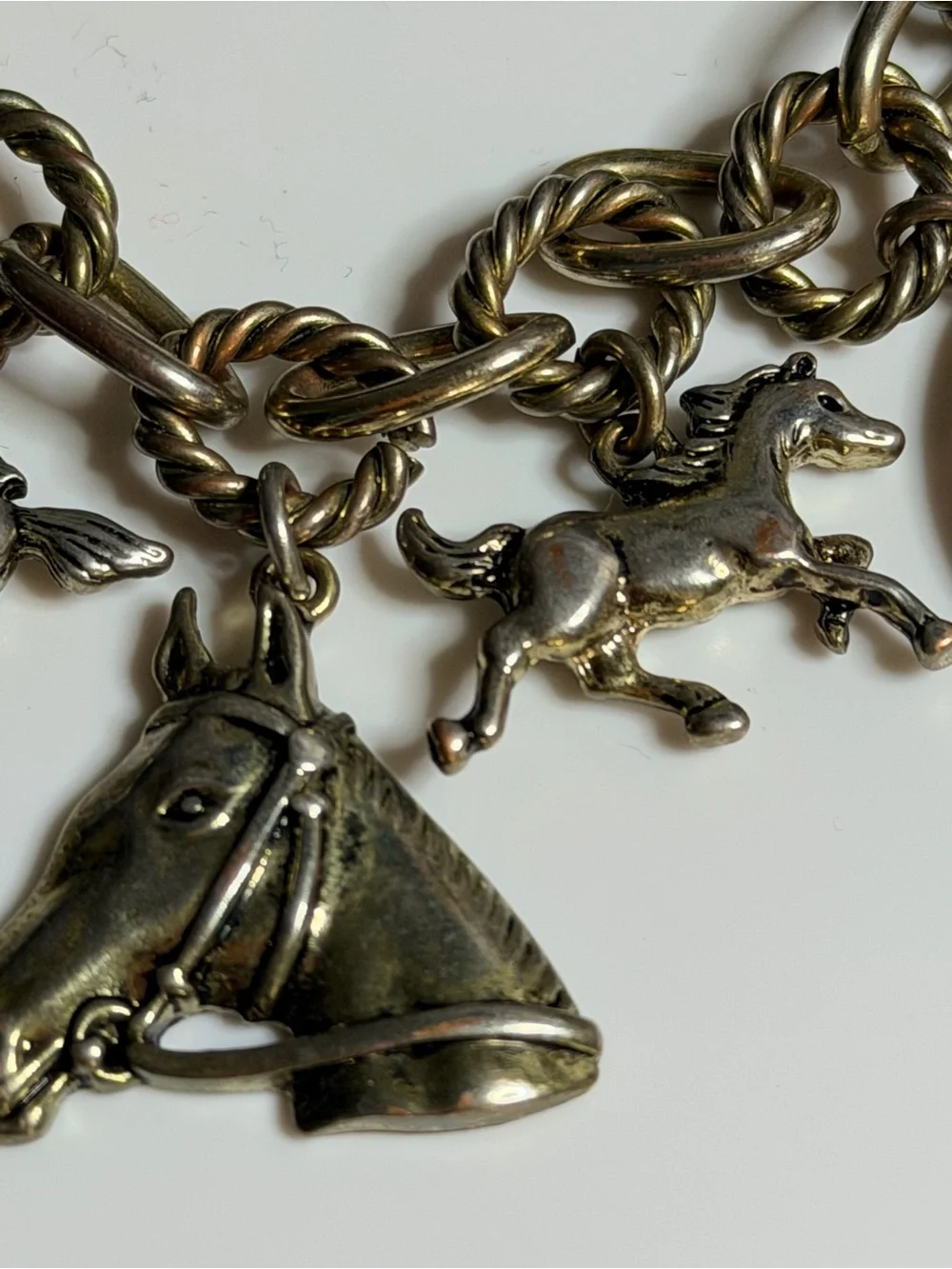 vintage horse charm bracelet/toggle closure Silvertone